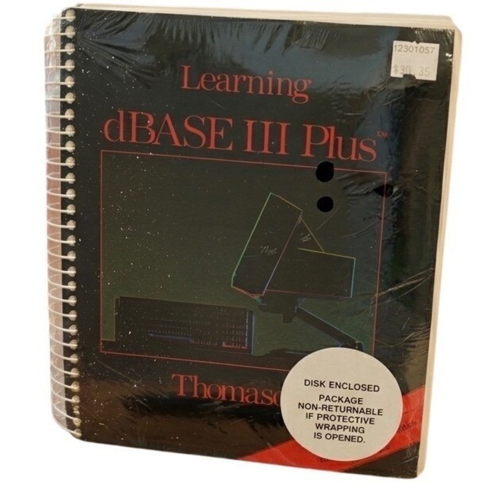 Vintage Computer Software Database Programming dBASE III Plus Book + Disk NEW